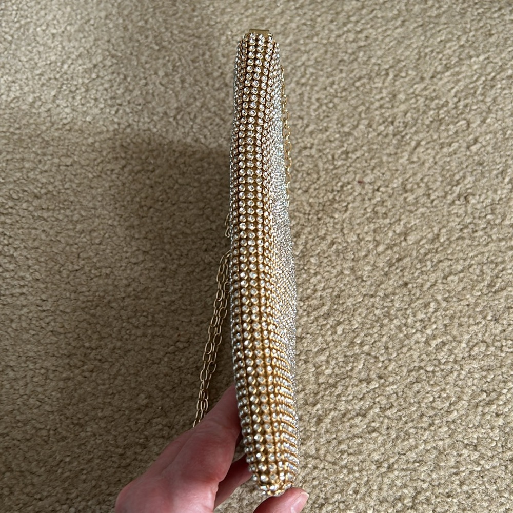 Rectangular Clear Rhinestone Crossbody Evening Bag - image 4